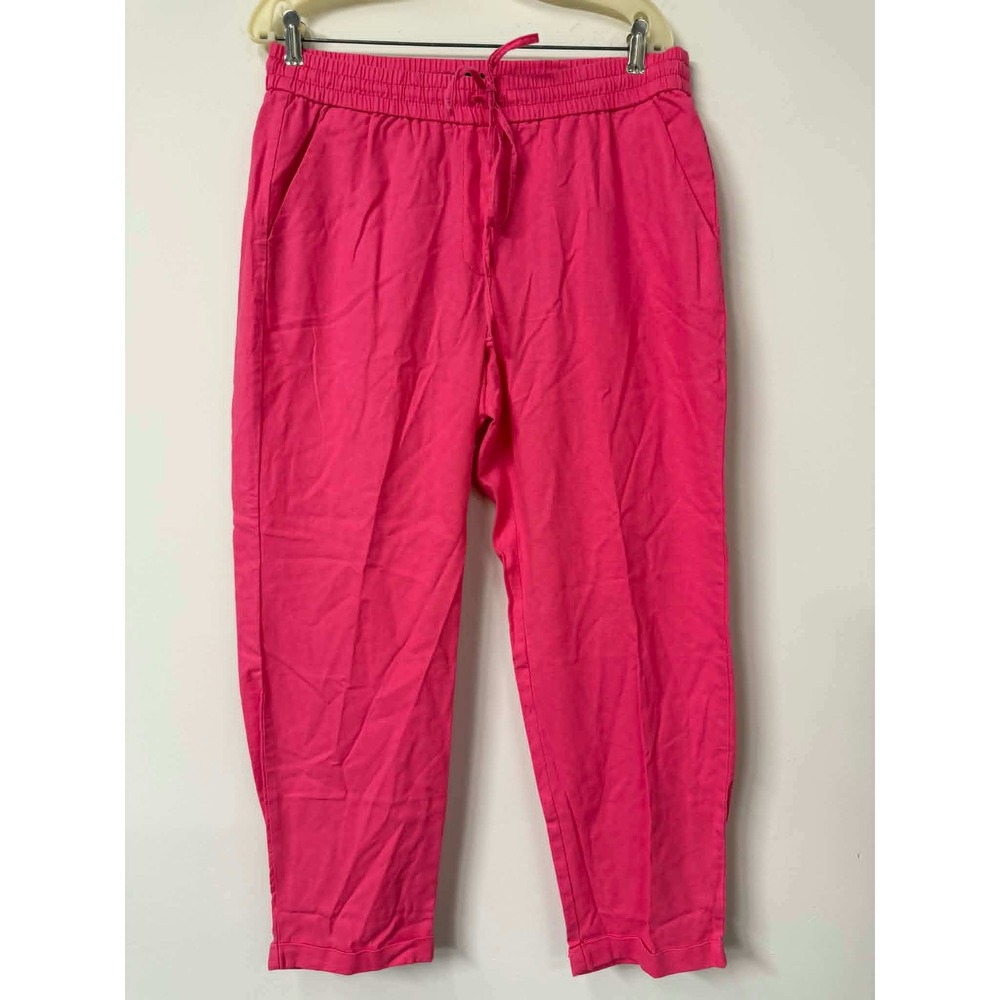 J.Crew Womens 12 Imagined Pink Linen Cotton Blend Drawstring Pull On Pants